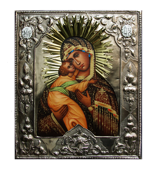 Silver-plated Icon of Our Lady of Vladimir