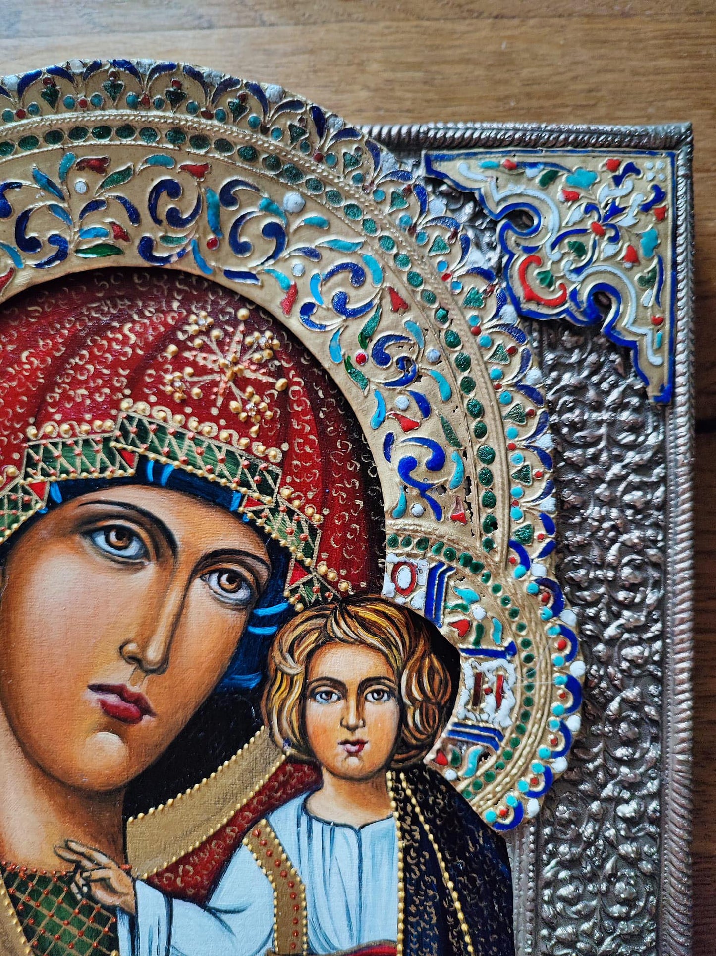 Silver-plated Holy Icon - Our Lady of Kazan