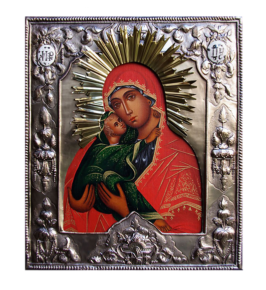 Silver-plated Icon of  Our Lady of Vladimir