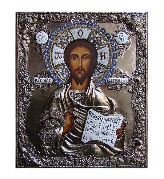 Silver-plated Icon of Christ the Teacher