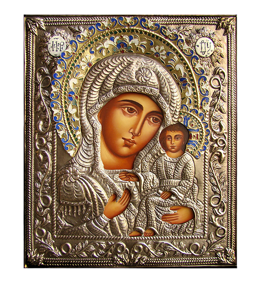 Silver-plated Icon of Blessed Mother of God Pantokrator