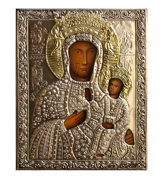Silver-plated Icon of Our Lady of Czestochowa
