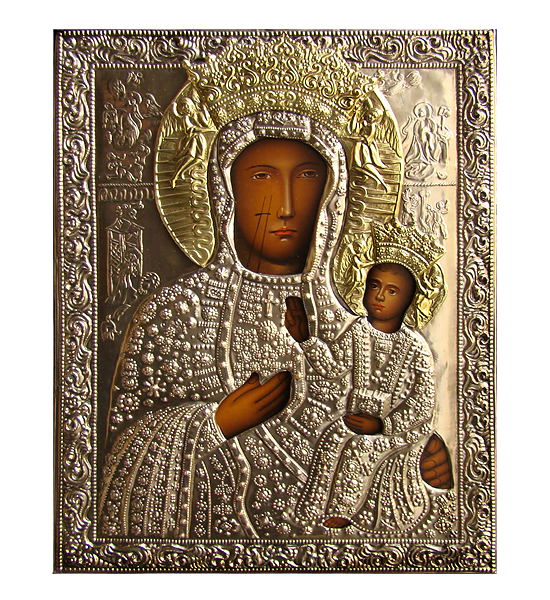 Silver-plated Icon of Our Lady of Czestochowa