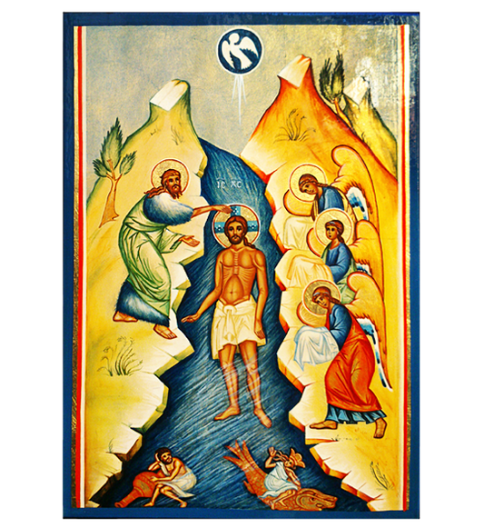 Hand Painted Icon of Baptism of our Lord Jesus Christ
