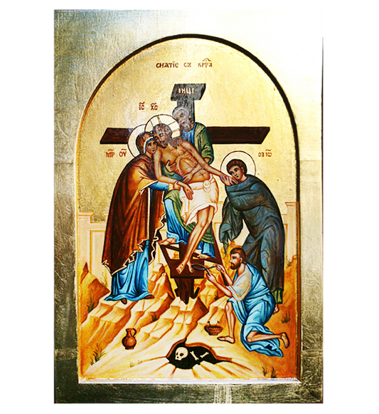 Hand Painted Icon of Descent from the Cross