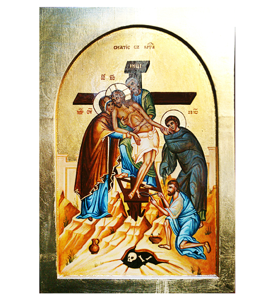 Hand Painted Icon of Descent from the Cross