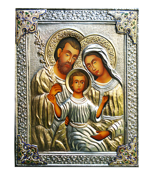 Silver-plated Icon of The Holy Family