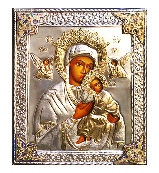 Silver-plated Icon of Our Lady of Perpetual Help 