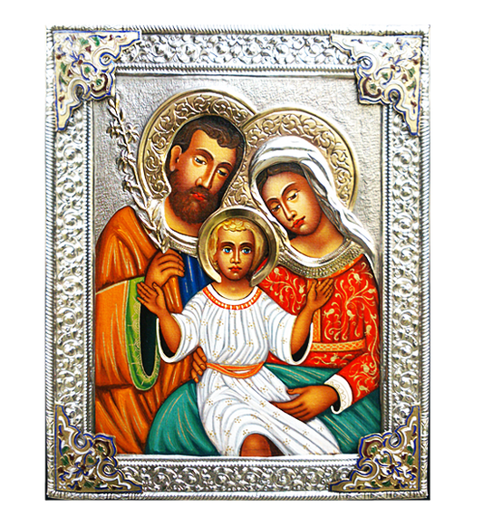Silver-plated Icon of The Holy Family