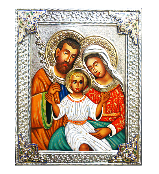 Silver-plated Icon of The Holy Family