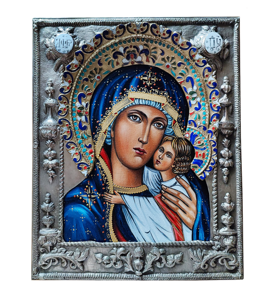 Silver-plated Icon Mother of God Loving