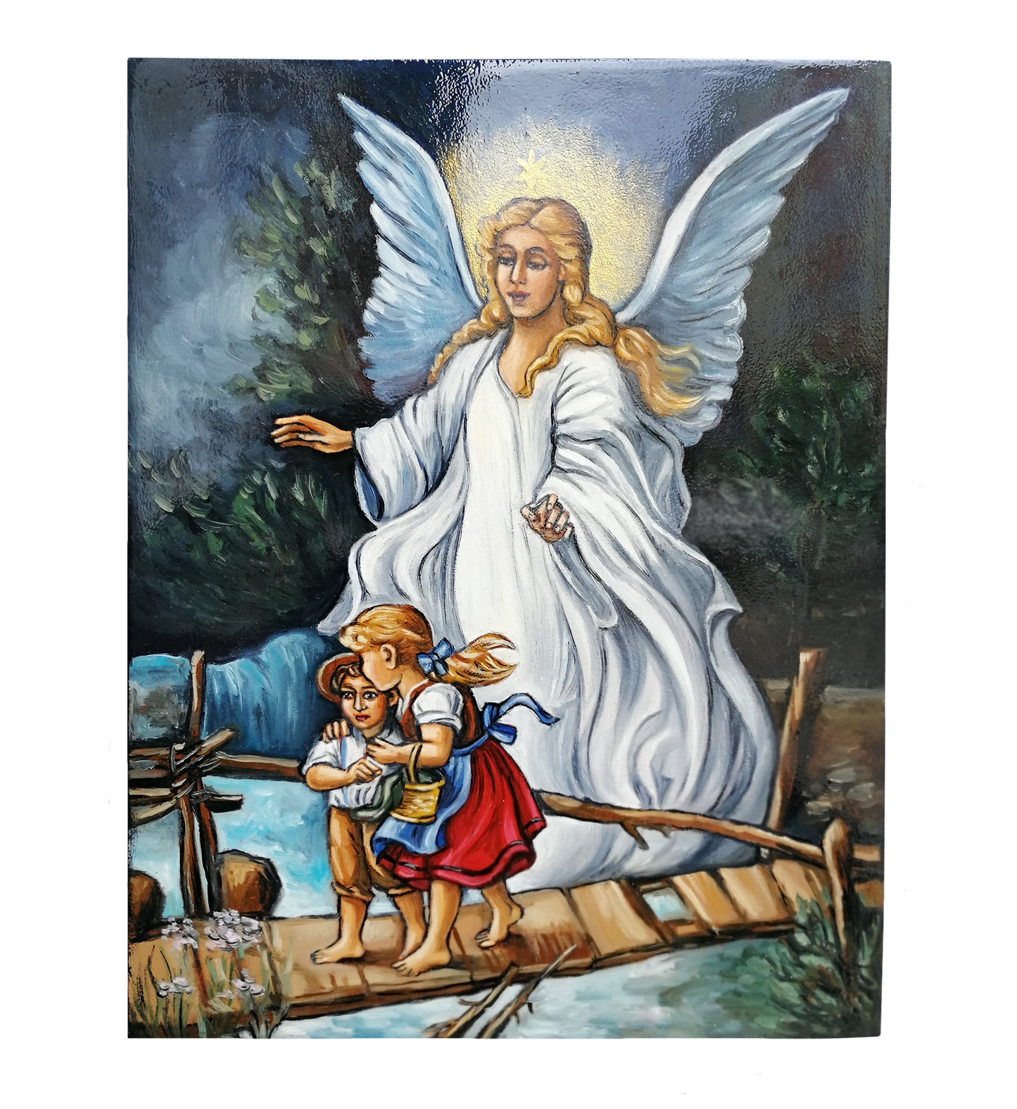 Hand Painted Icon Of Guardian Angel