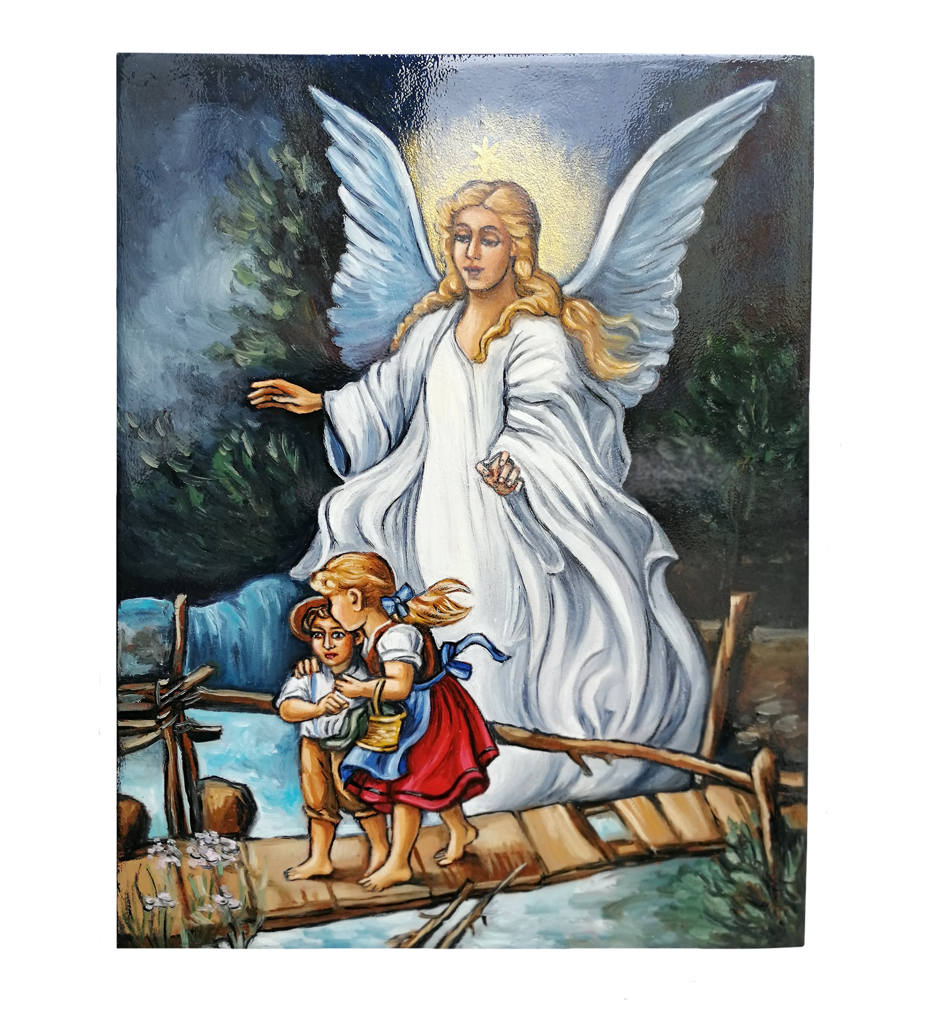 Hand Painted Icon Of Guardian Angel