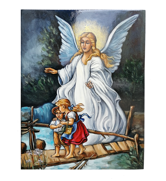 Hand Painted Icon Of Guardian Angel