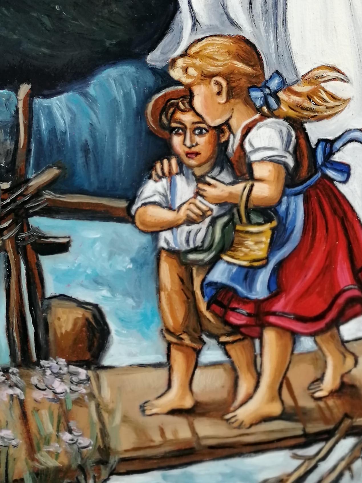 Hand Painted Icon Of Guardian Angel