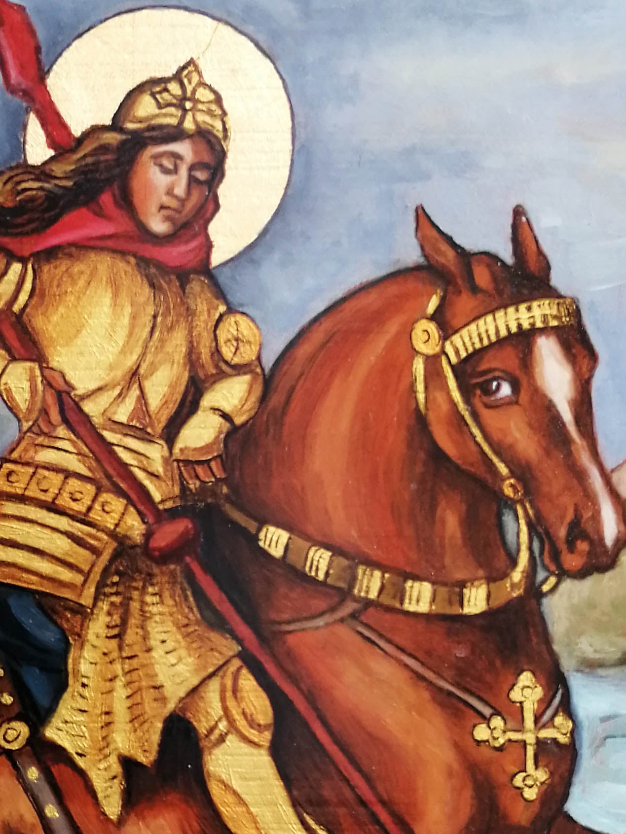 Hand Painted Icon of St George Slaying the Dragon