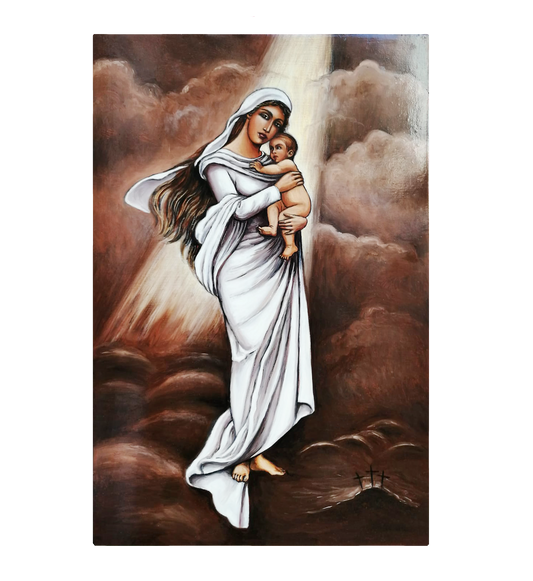 Hand Painted Icon of the Mother of God "Blessed Heaven"