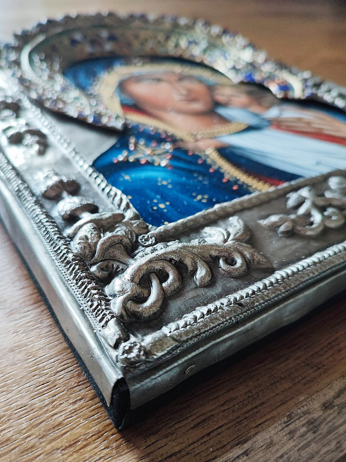 Silver-plated Icon Mother of God Loving