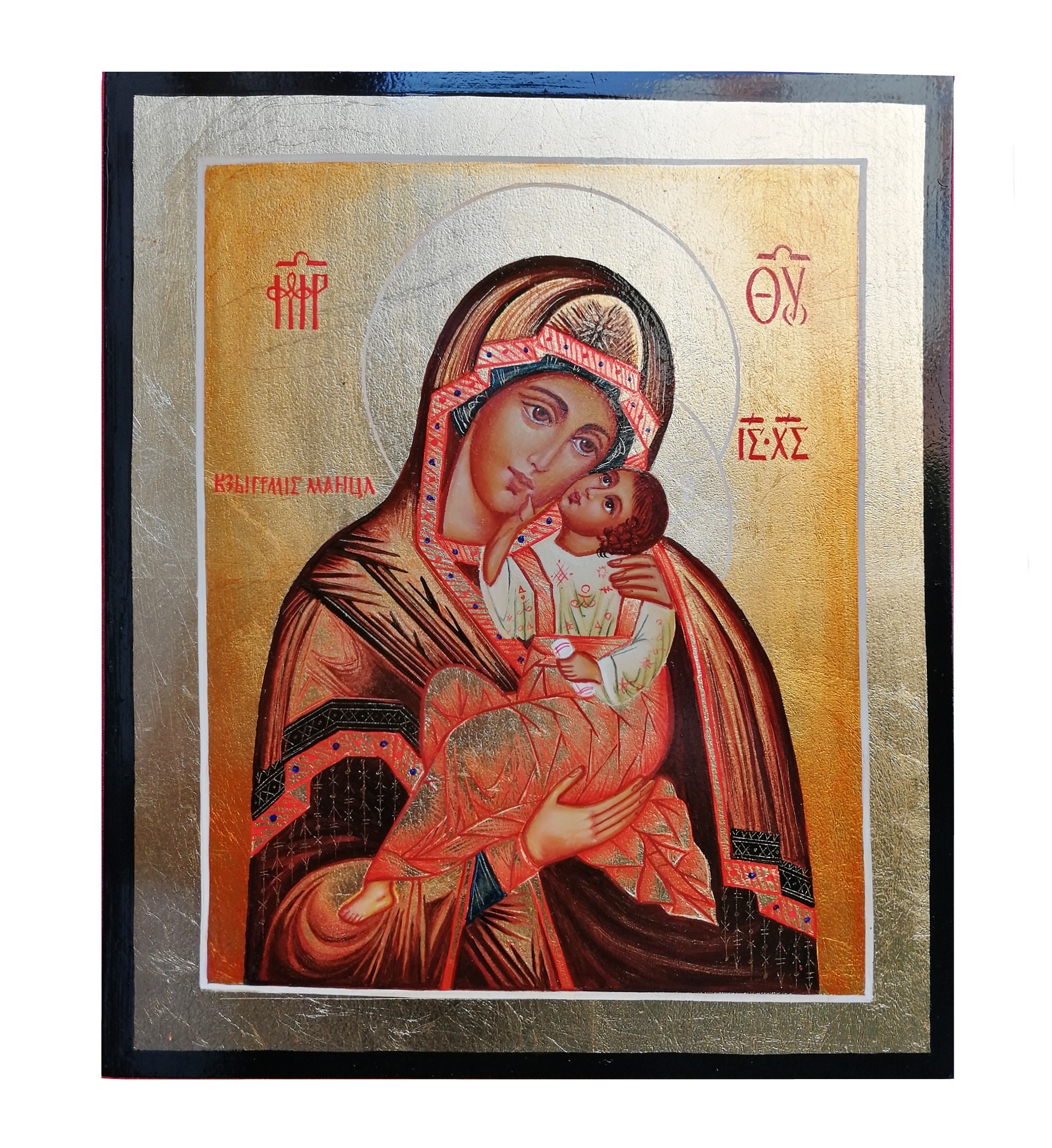 Hand Painted Icon of Sweet Loving Icon, mother god of love