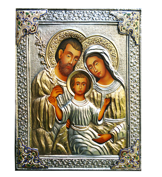 Silver-plated Icon of The Holy Family