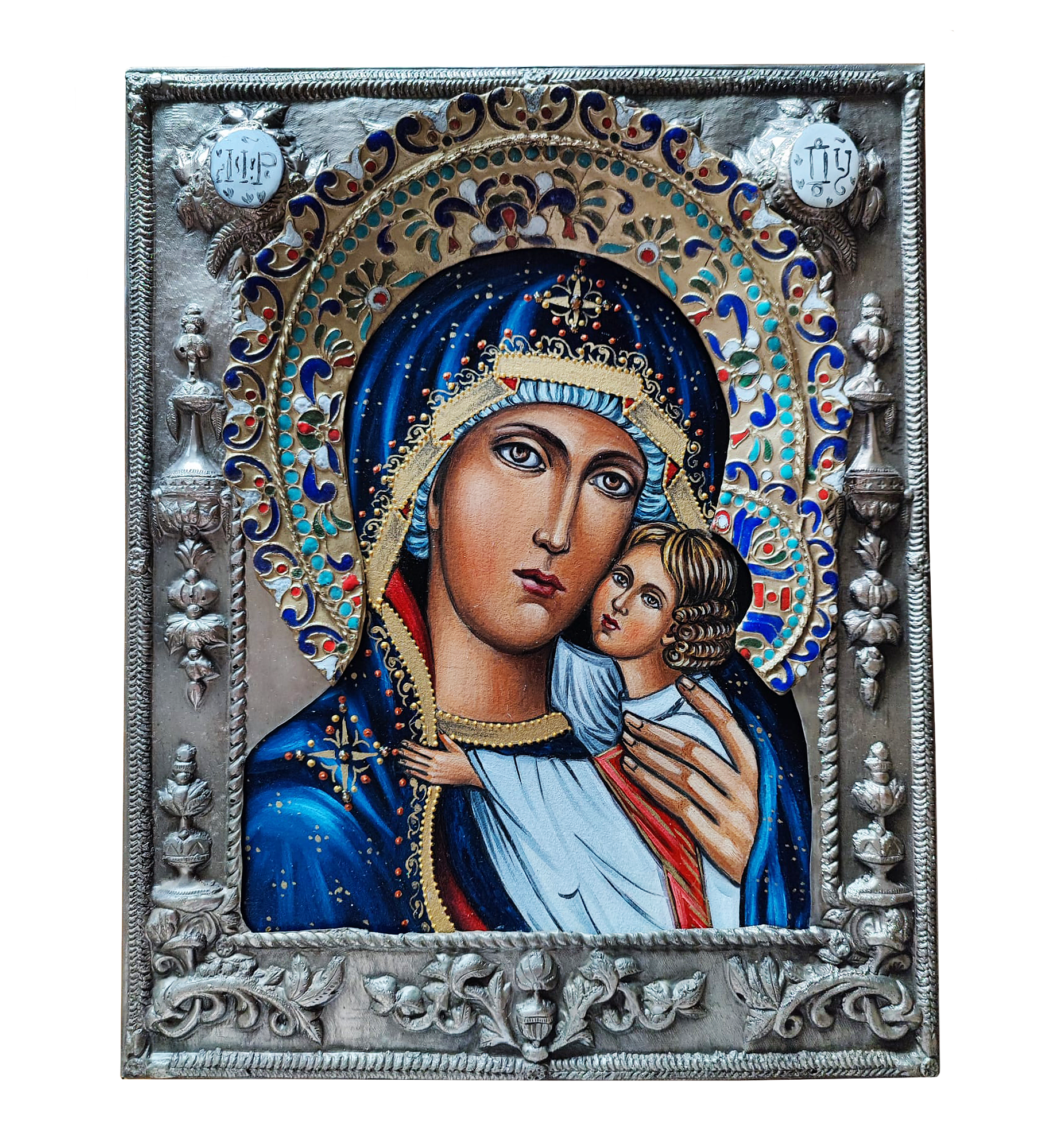 Silver-plated Icon Mother of God Loving