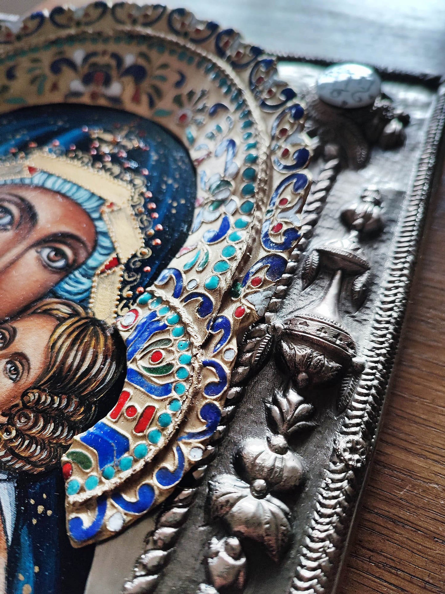 Silver-plated Icon Mother of God Loving