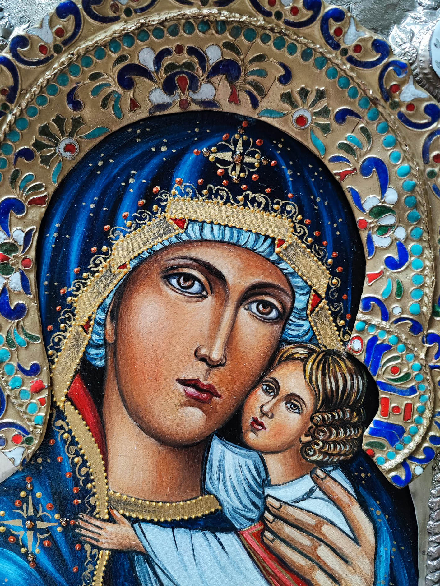 Silver-plated Icon Mother of God Loving